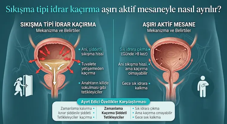 sıkışma tipi idrar kaçırma